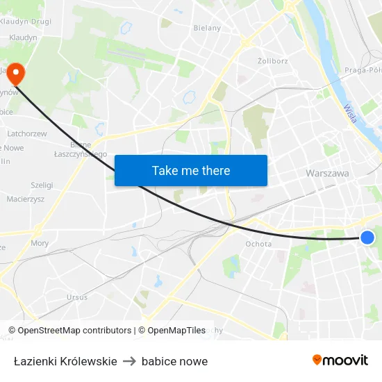 Łazienki Królewskie to babice nowe map