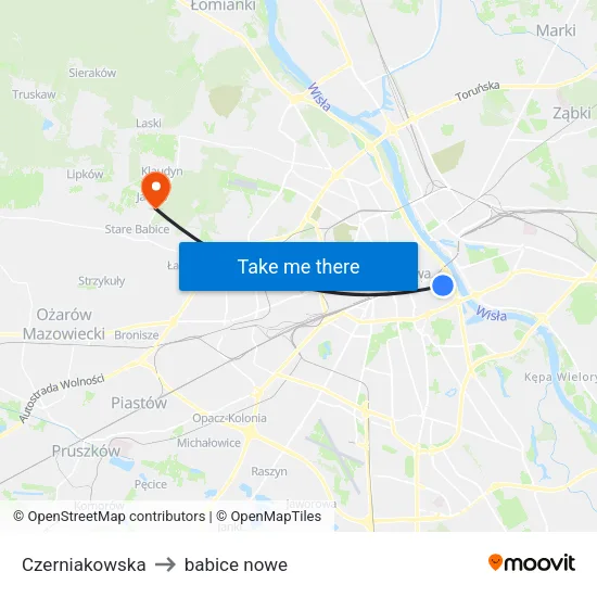 Czerniakowska to babice nowe map
