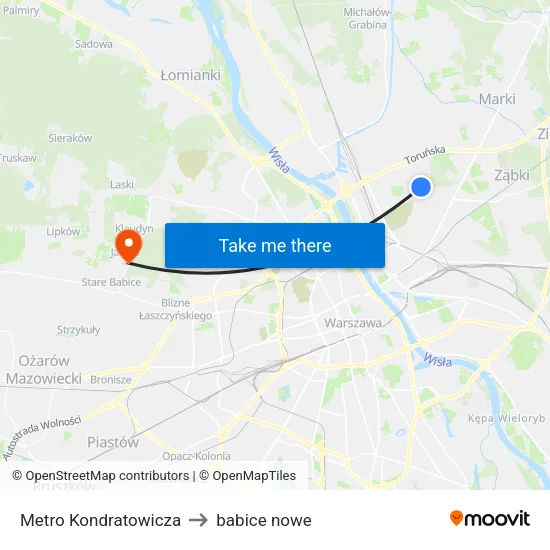 Metro Kondratowicza to babice nowe map
