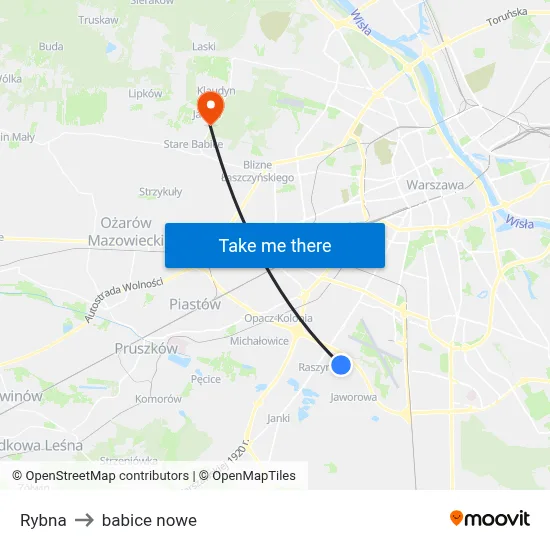 Rybna to babice nowe map