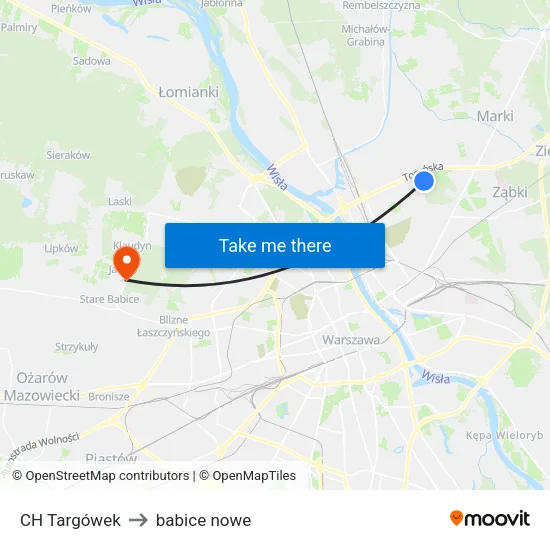 CH Targówek to babice nowe map