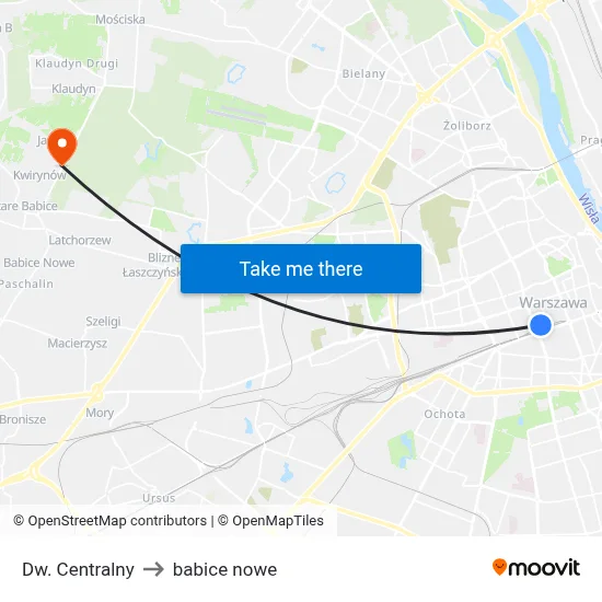Dw. Centralny to babice nowe map