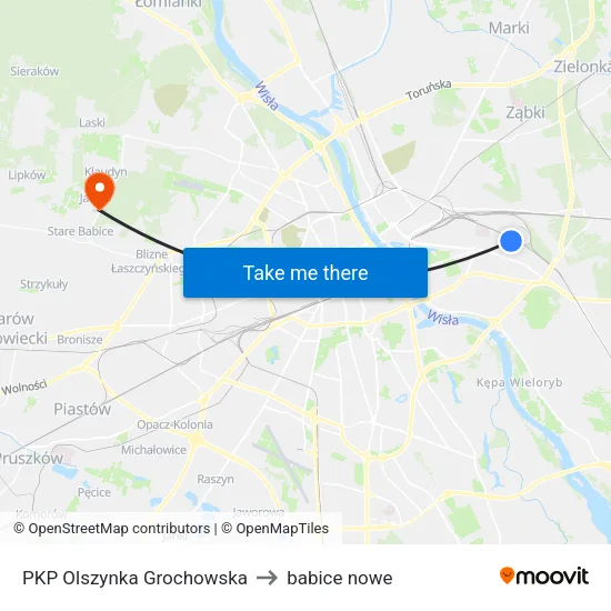 PKP Olszynka Grochowska to babice nowe map