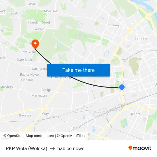 PKP Wola (Wolska) to babice nowe map