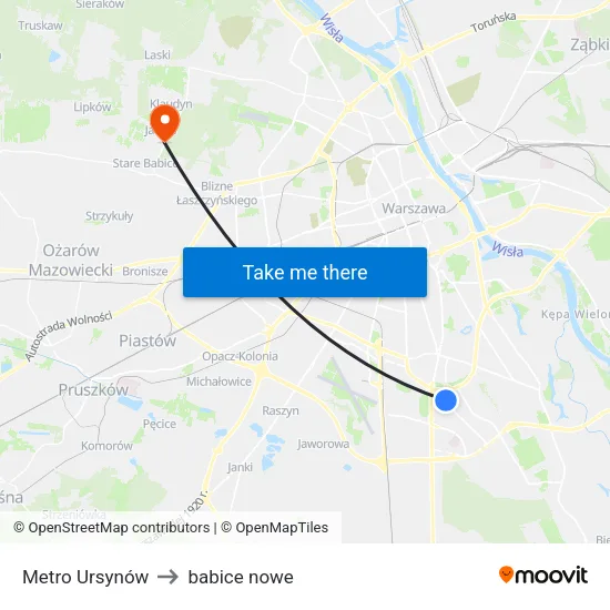 Metro Ursynów to babice nowe map