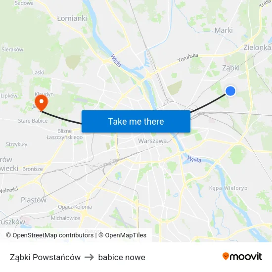 Ząbki Powstańców to babice nowe map