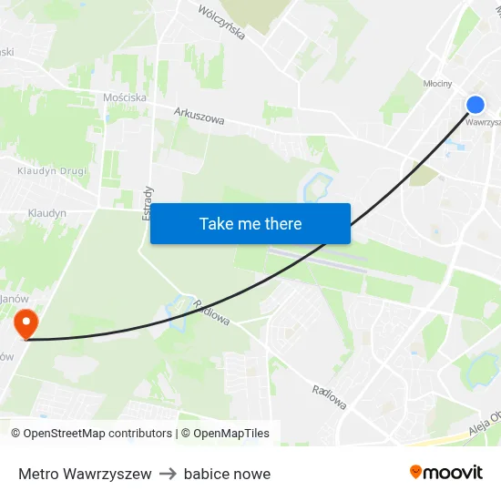 Metro Wawrzyszew to babice nowe map