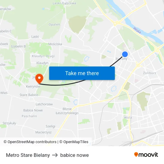 Metro Stare Bielany to babice nowe map