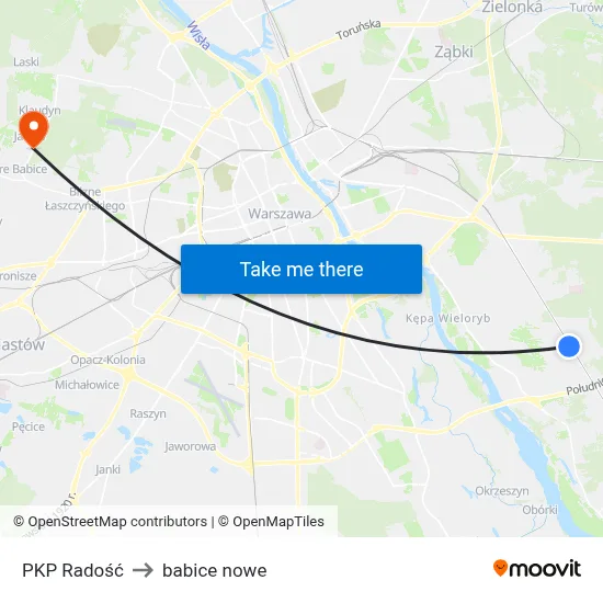 PKP Radość to babice nowe map