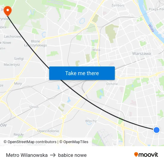 Metro Wilanowska to babice nowe map