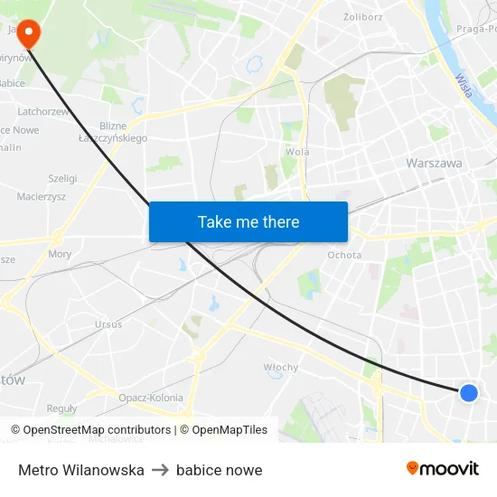 Metro Wilanowska to babice nowe map