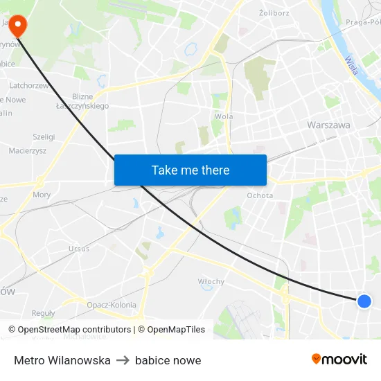 Metro Wilanowska to babice nowe map