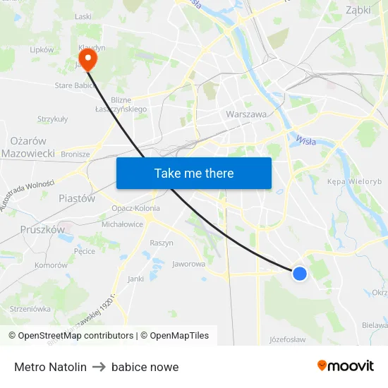 Metro Natolin to babice nowe map