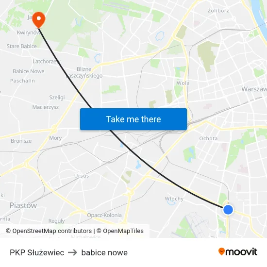 PKP Służewiec to babice nowe map