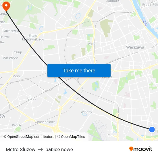 Metro Służew to babice nowe map