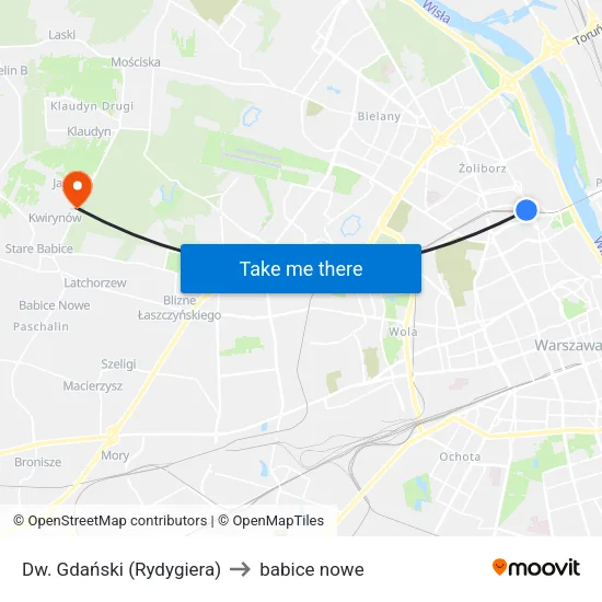 Dw. Gdański (Rydygiera) to babice nowe map