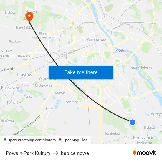 Powsin - Park Kultury to babice nowe map