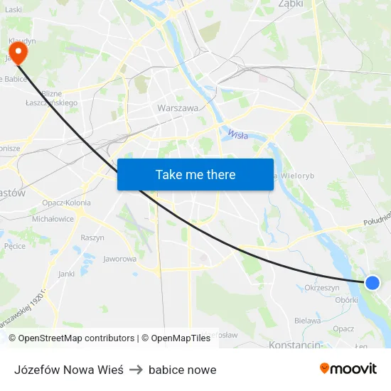Józefów Nowa Wieś to babice nowe map