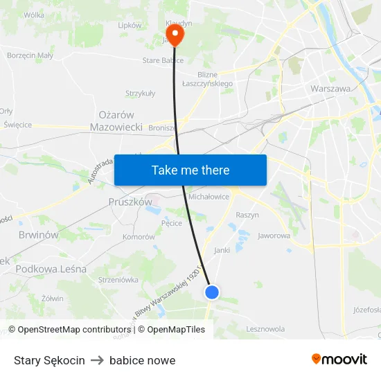 Stary Sękocin to babice nowe map