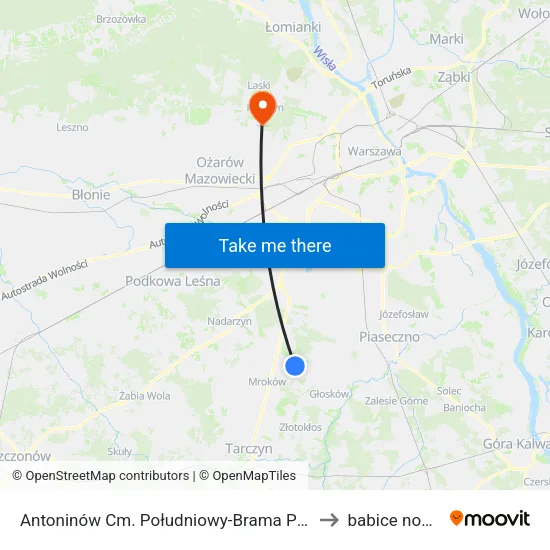 Antoninów Cm. Południowy - Brama Płd. to babice nowe map
