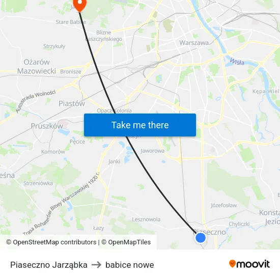 Piaseczno Jarząbka to babice nowe map