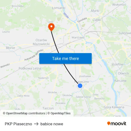 PKP Piaseczno to babice nowe map