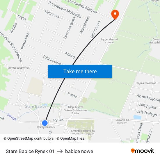 Stare Babice Rynek to babice nowe map