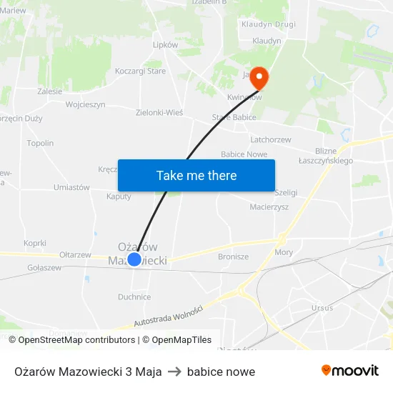 Ożarów Mazowiecki 3 Maja to babice nowe map