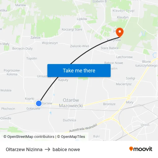 Ołtarzew Nizinna to babice nowe map