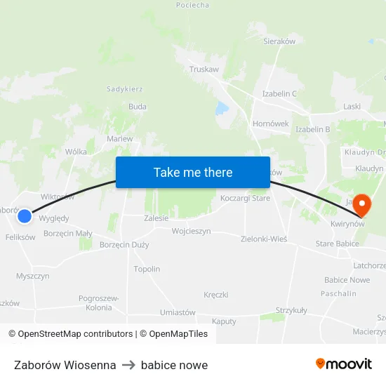 Zaborów Wiosenna to babice nowe map