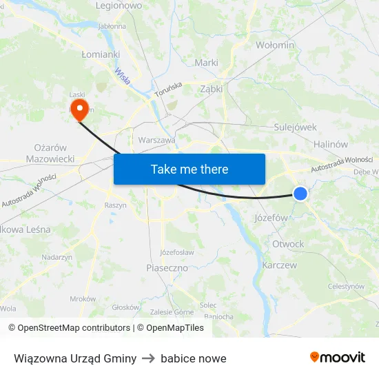 Wiązowna Urząd Gminy to babice nowe map