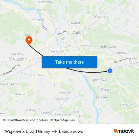 Wiązowna Urząd Gminy to babice nowe map