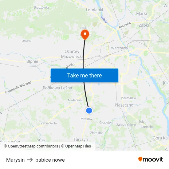 Marysin to babice nowe map