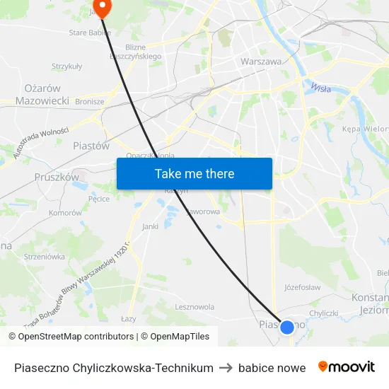 Piaseczno Chyliczkowska - Technikum to babice nowe map