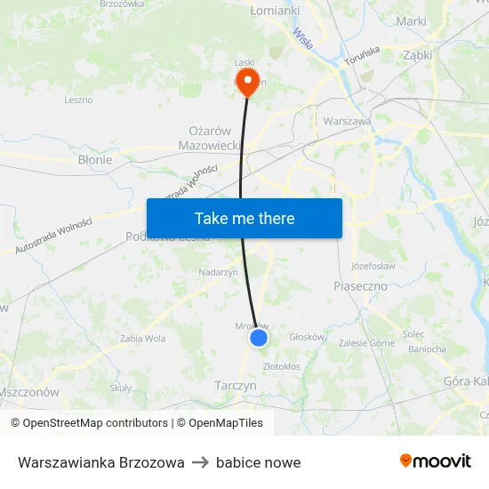 Warszawianka Brzozowa to babice nowe map