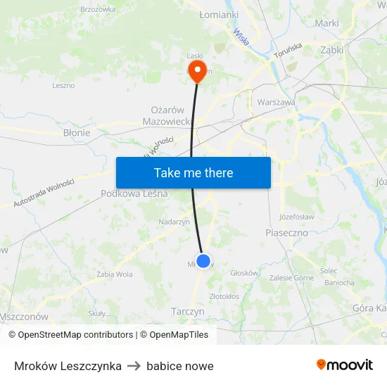 Mroków Leszczynka to babice nowe map