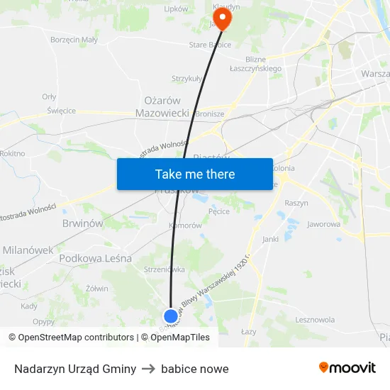 Nadarzyn Urząd Gminy to babice nowe map