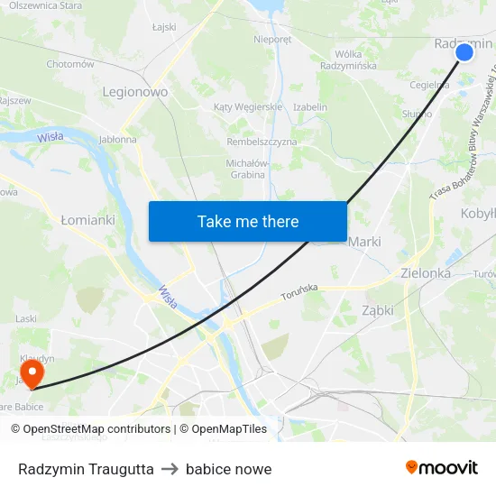 Radzymin Traugutta to babice nowe map