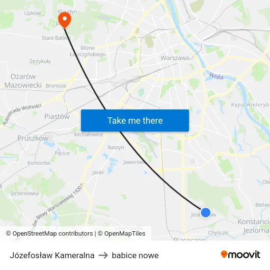 Józefosław Kameralna to babice nowe map