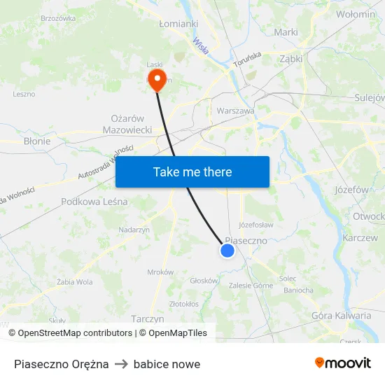 Piaseczno Orężna to babice nowe map