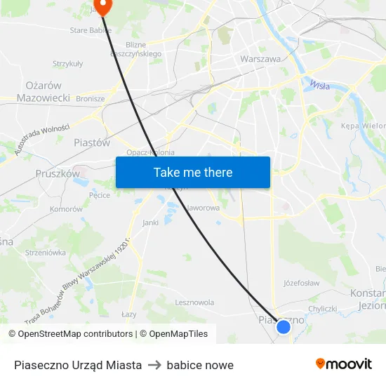 Piaseczno Urząd Miasta to babice nowe map