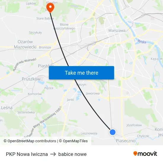 PKP Nowa Iwiczna to babice nowe map