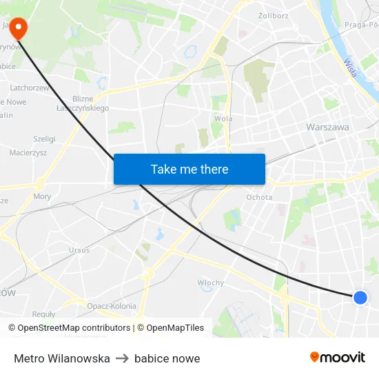 Metro Wilanowska to babice nowe map