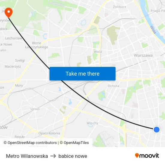 Metro Wilanowska to babice nowe map