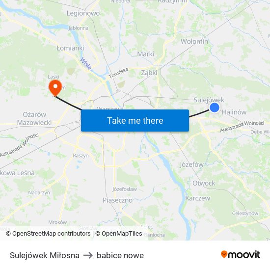 Sulejówek Miłosna to babice nowe map