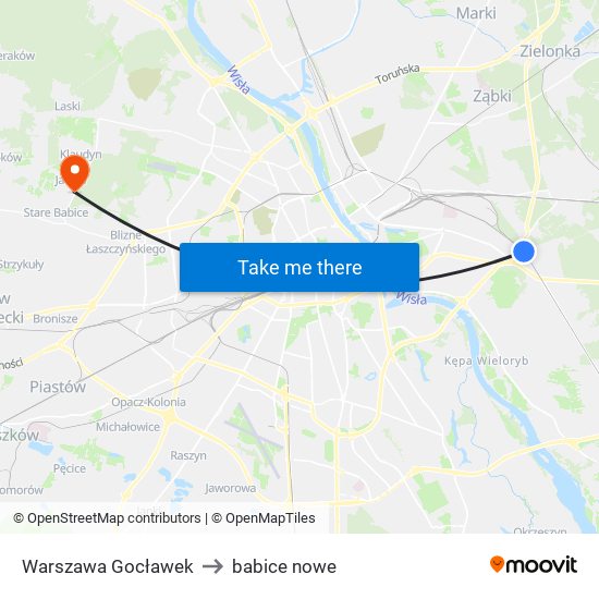 Warszawa Gocławek to babice nowe map