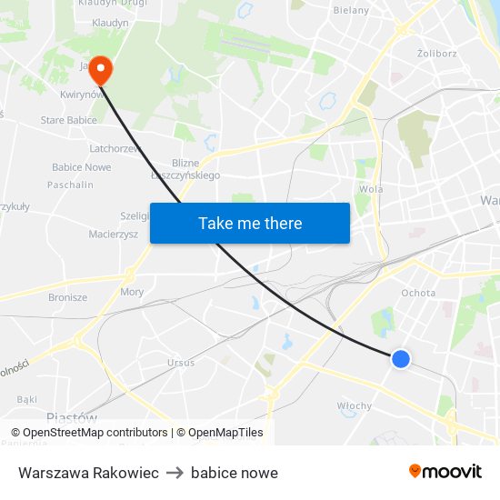 Warszawa Rakowiec to babice nowe map