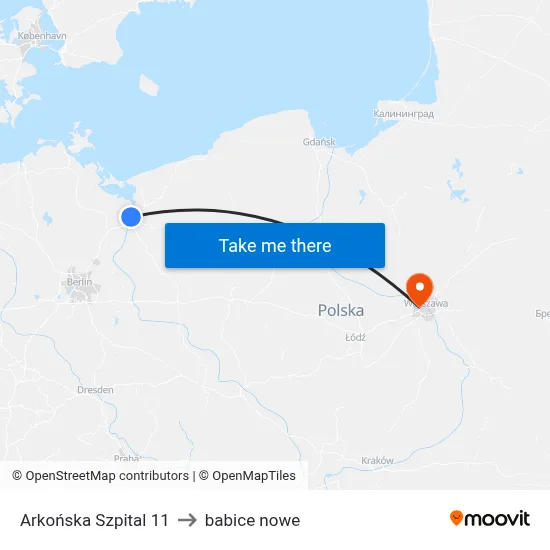 Arkońska Szpital 11 to babice nowe map