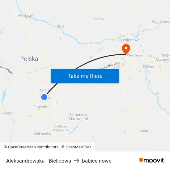 Aleksandrowska - Bielicowa to babice nowe map