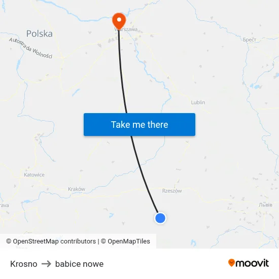 Krosno to babice nowe map